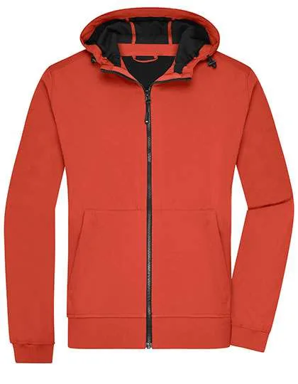 James&Nicholson Softshelljacke mit Kapuze, Slim-fit für Herren, Flame/Black M, JN1146