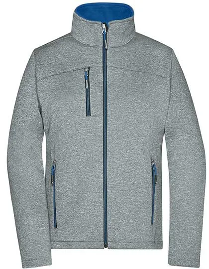 James&Nicholson Softshell Jacke mit Fleece-Innenseite für Damen, Dark Melange/Royal L, JN1147
