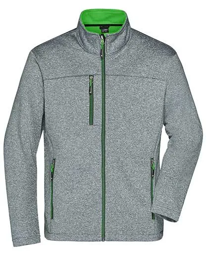 James&Nicholson Softshelljacke mit Fleece-Innenseite für Herren, Dark Melange/Green S, JN1148