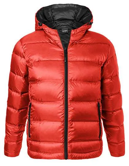 James&Nicholson Daunenjacke mit Kapuze und Steppung für Herren, Flame/Black 3XL, JN1152