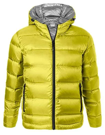 James&Nicholson Daunenjacke mit Kapuze und Steppung für Herren, Yellow/Silver (Solid) L, JN1152