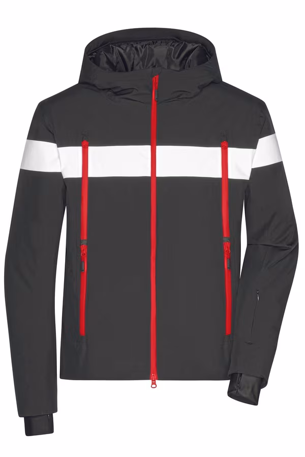 James&Nicholson Winter Sports Jacket with DuPont™ Padding for Men, Black/White S, JN1174