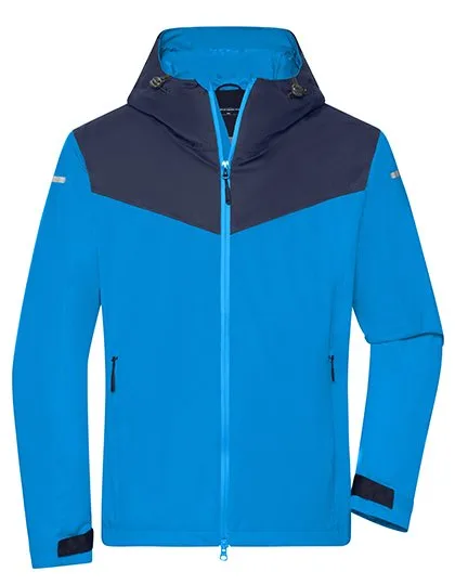 James&Nicholson Allwetterjacke aus recyceltem Polyester für Herren, Bright Blue/Navy S, JN1180