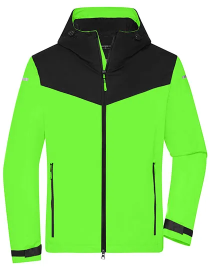 James&Nicholson Allwetterjacke aus recyceltem Polyester für Herren, Bright Green/Black XXL, JN1180