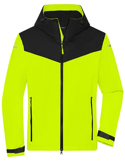 James&Nicholson Allwetterjacke aus recyceltem Polyester für Herren, Bright Yellow/Black 3XL, JN1180