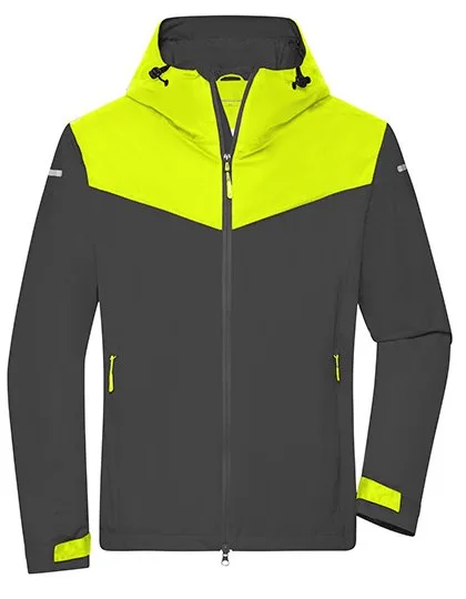 James&Nicholson Allwetterjacke aus recyceltem Polyester für Herren, Carbon/Bright Yellow S, JN1180