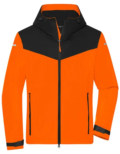 James&Nicholson Allwetterjacke aus recyceltem Polyester für Herren, Neon Orange/Black XXL, JN1180