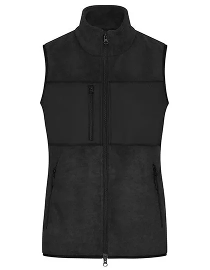 James&Nicholson Fleeceweste mit 5 Taschen für Damen, Black/Black XS, JN1309