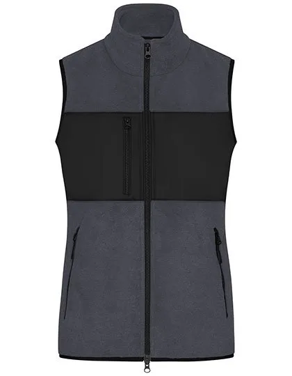 James&Nicholson Fleeceweste mit 5 Taschen für Damen, Carbon/Black L, JN1309