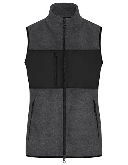 James&Nicholson Fleeceweste mit 5 Taschen für Damen, Dark Melange/Black L, JN1309