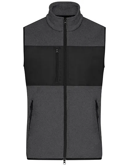 James&Nicholson Fleece Weste mit Taschen für Herren, Dark Melange/Black M, JN1310