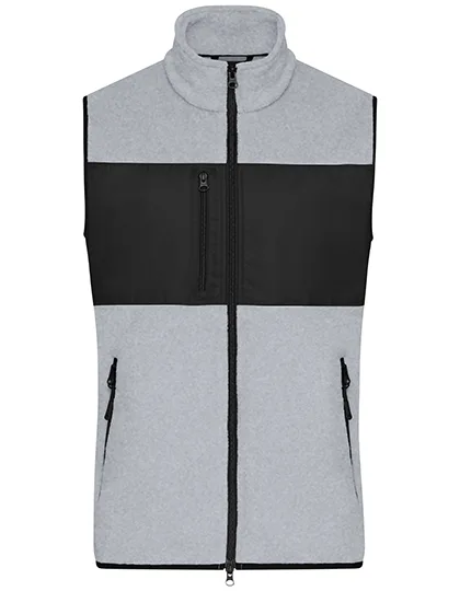James&Nicholson Fleece Weste mit Taschen für Herren, Light Melange/Black 3XL, JN1310