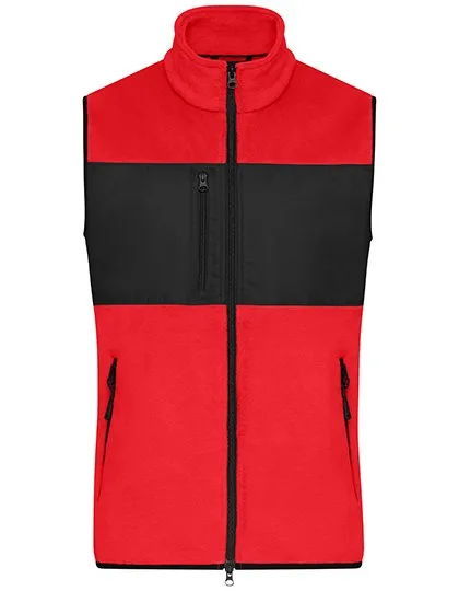 James&Nicholson Fleece Weste mit Taschen für Herren, Red/Black L, JN1310