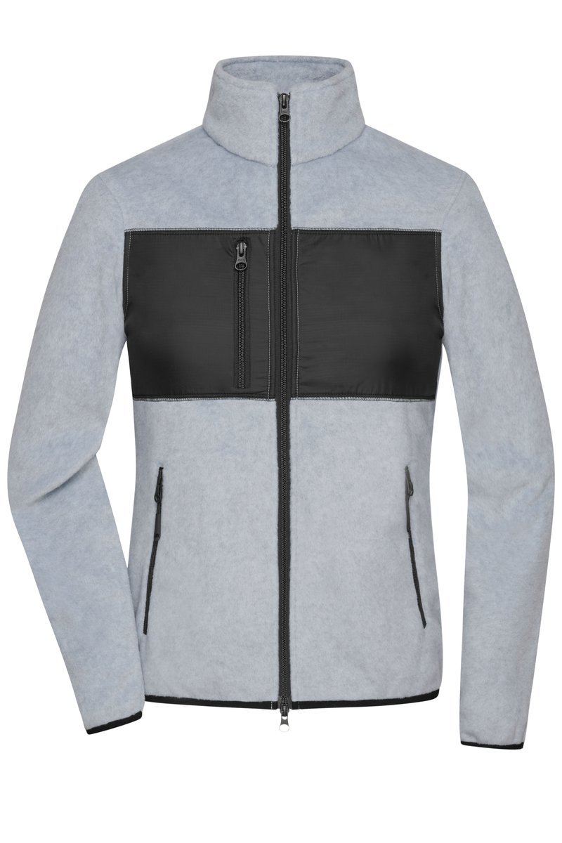 James&Nicholson Fleecejacke mit Brusttasche für Damen, Black/Black XS, JN1311