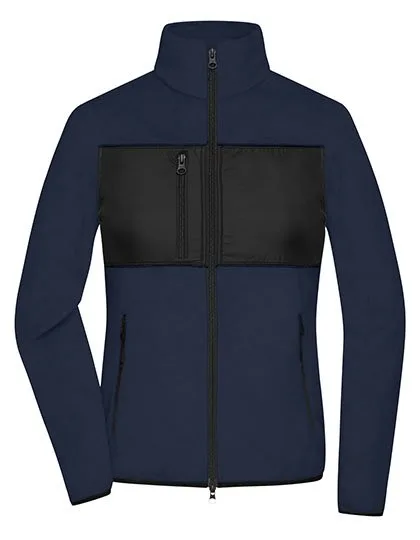 James&Nicholson Fleecejacke mit Brusttasche für Damen, Navy/Black S, JN1311