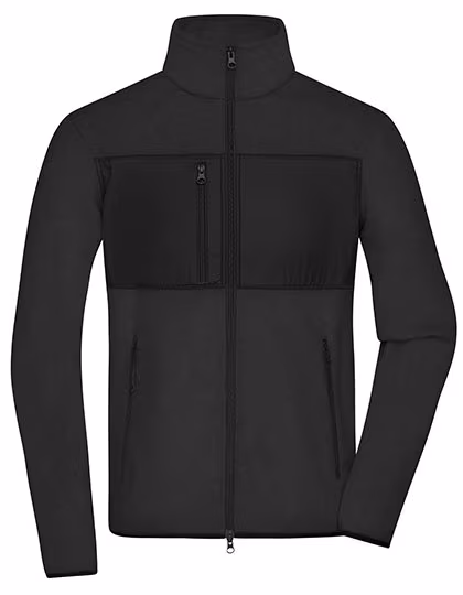 James&Nicholson Fleecejacke mit Brusttasche für Herren, Black/Black S, JN1312