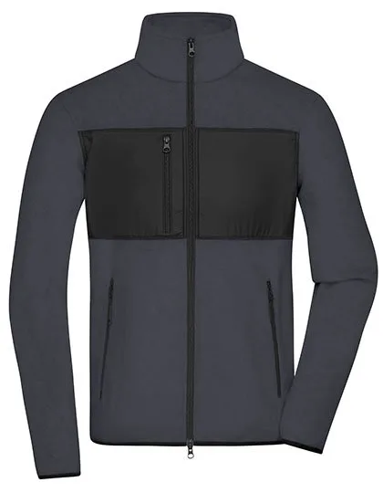 James&Nicholson Fleecejacke mit Brusttasche für Herren, Carbon/Black XXL, JN1312