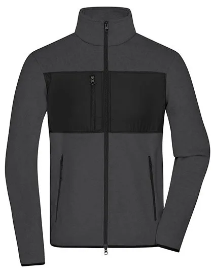 James&Nicholson Fleecejacke mit Brusttasche für Herren, Dark Melange/Black M, JN1312