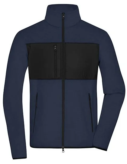 James&Nicholson Fleecejacke mit Brusttasche für Herren, Navy/Black M, JN1312