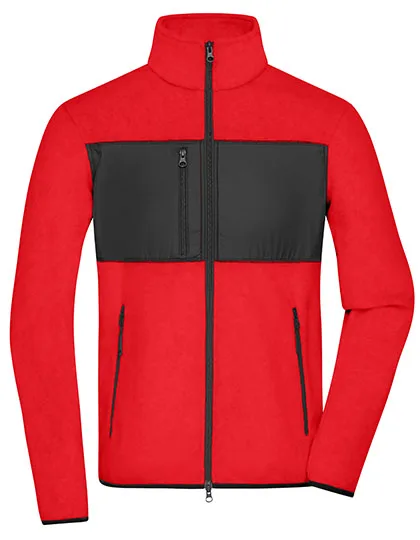 James&Nicholson Fleecejacke mit Brusttasche für Herren, Red/Black XL, JN1312
