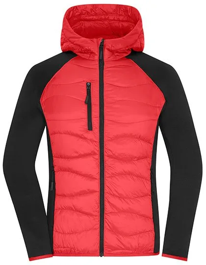 James&Nicholson Hybridjacke mit Sorona Wattierung für Damen, Red/Black L, JN1329