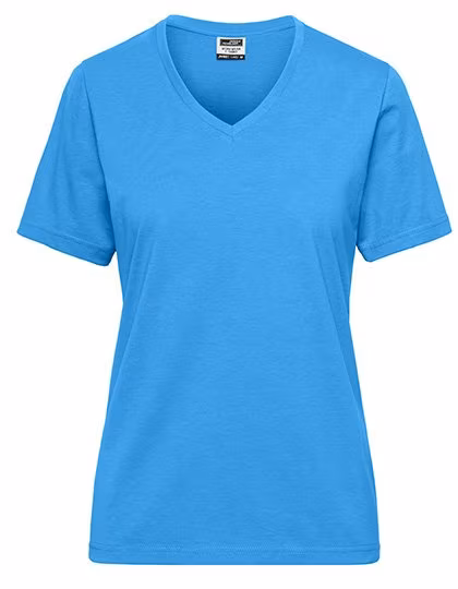 James&Nicholson Bio Workwear T-Shirt mit V-Ausschnitt, Turquoise S, JN1807
