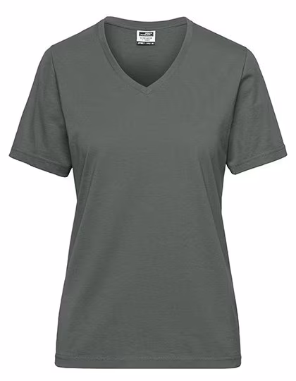 James&Nicholson T-shirt de travail bio avec col V, Dark Grey (Solid) S, JN1807