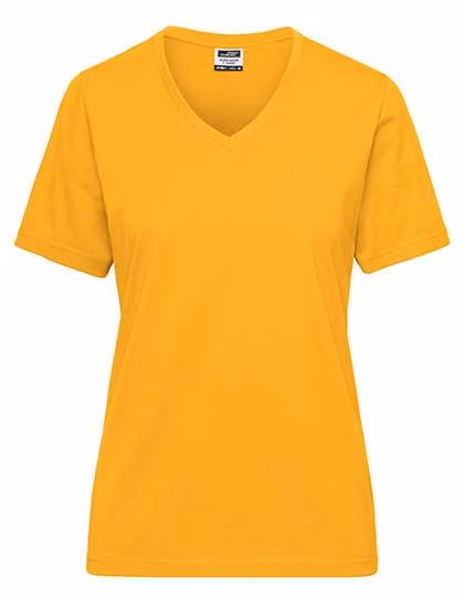 James&Nicholson Bio Workwear T-Shirt con Scollo a V, Gold Yellow L, JN1807