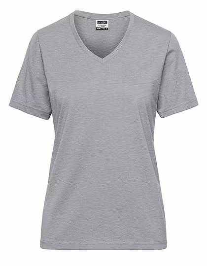James&Nicholson T-shirt de travail bio avec col V, Grey Heather M, JN1807