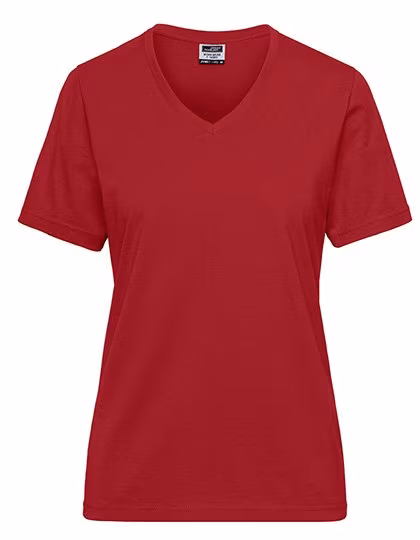 James&Nicholson T-shirt de travail bio avec col V, Red 3XL, JN1807