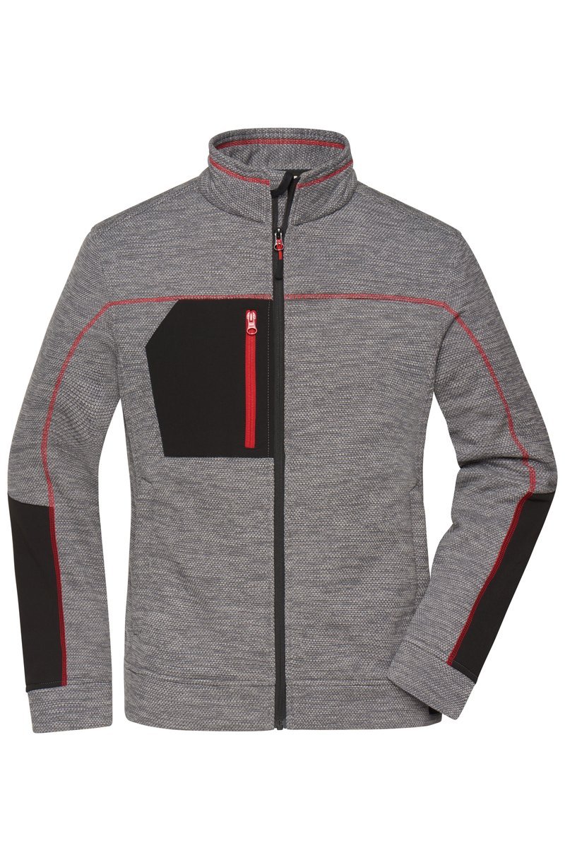 James&Nicholson Strick-Fleecejacke mit Reißverschlusstaschen für Damen, Black Melange/Black XS, JN1817