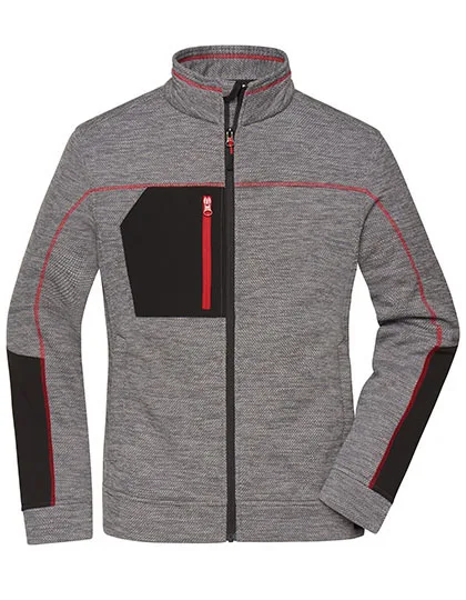 James&Nicholson Strick-Fleecejacke mit Reißverschlusstaschen für Damen, Carbon Melange/Black 3XL, JN1817