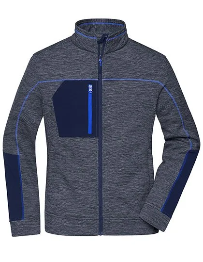 James&Nicholson Strick-Fleecejacke mit Reißverschlusstaschen für Damen, Navy Melange/Navy XL, JN1817