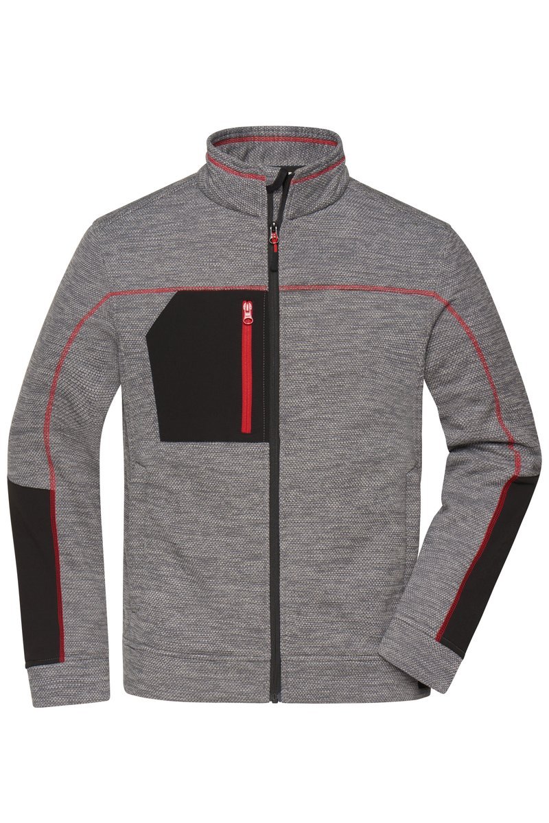 James&Nicholson Strick-Fleecejacke mit Melange-Optik für Herren, Black Melange/Black XS, JN1818