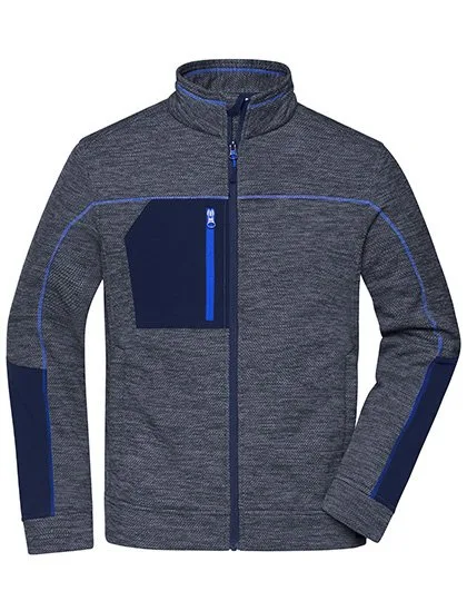 James&Nicholson Strick-Fleecejacke mit Melange-Optik für Herren, Navy Melange/Navy S, JN1818