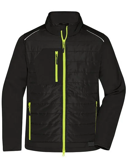 James&Nicholson Hybridjacke mit BIONIC-FINISH®ECO für Herren, Black/Neon Yellow 3XL, JN1820