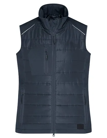 James&Nicholson Hybrid Weste mit Stepp-Einsätzen für Damen, Carbon/Carbon XXL, JN1821