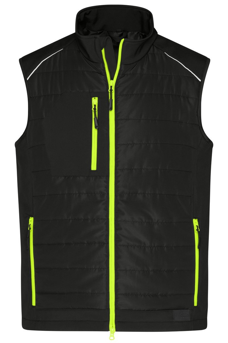 James&Nicholson Hybrid Weste mit Stehkragen für Herren, Black/Black XS, JN1822