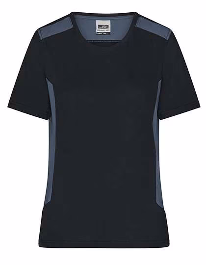 James&Nicholson T-shirt de travail femme "STRONG", Coton bio, Black/Carbon XS, JN1823
