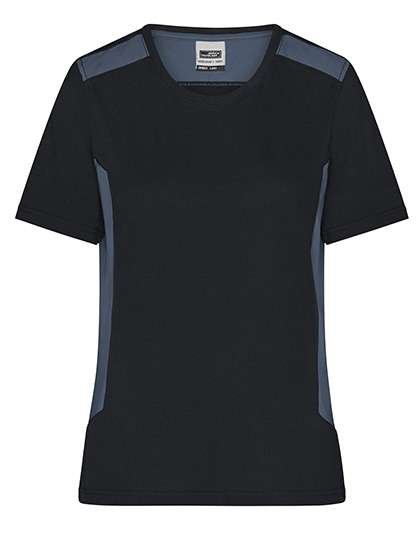 James&Nicholson Damen-Arbeits-T-Shirt "STRONG", Bio-Baumwolle, Black/Carbon XS, JN1823