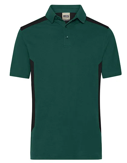 James&Nicholson Workwear Polo -STRONG-, Bio-Baumwolle für Herren, Dark Green/Black L, JN1826