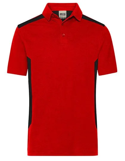 James&Nicholson Workwear Polo -STRONG-, Bio-Baumwolle für Herren, Red/Black XL, JN1826