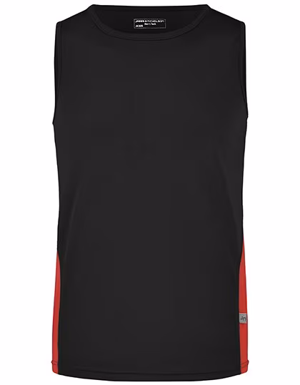 James&Nicholson Tank Top da Corsa con Inserti in Mesh da Uomo, Black/Red S, JN305