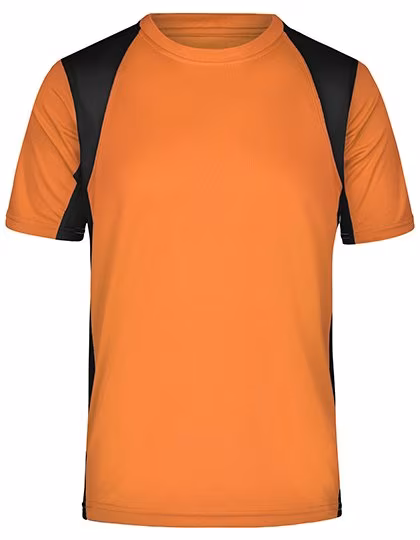 James&Nicholson Functional Men's Running Shirt with Mesh Inserts, Orange/Black M, JN306