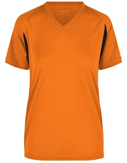 James&Nicholson Running-T-Shirt mit Mesh-Einsätzen für Damen, Orange/Black M, JN316