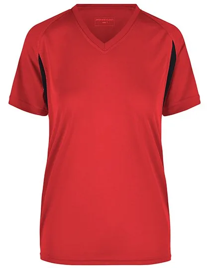 James&Nicholson Running-T-Shirt mit Mesh-Einsätzen für Damen, Red/Black XXL, JN316