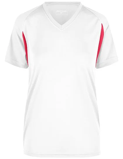 James&Nicholson Running-T-Shirt mit Mesh-Einsätzen für Damen, White/Red XS, JN316