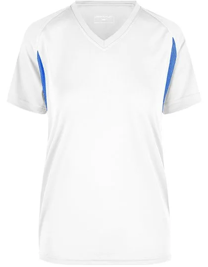 James&Nicholson Running-T-Shirt mit Mesh-Einsätzen für Damen, White/Royal S, JN316