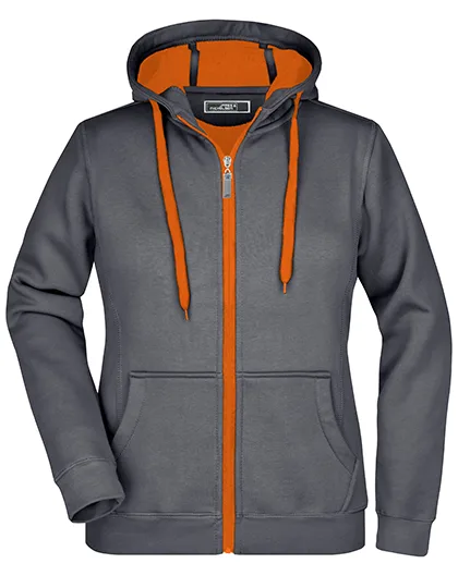 James&Nicholson Doubleface Jacke mit Kapuze für Damen in, Carbon/Orange M, JN354