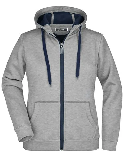 James&Nicholson Doubleface Jacke mit Kapuze für Damen in, Sports Grey/Navy S, JN354